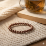 Natural Brown Gemstone Beaded Bracelet – Elegant Minimalist Healing Crystal Stretch Bracelet - Image 2